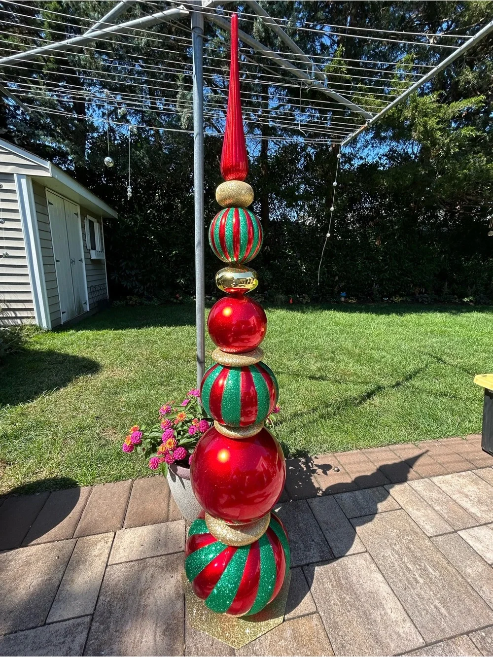 54” Shiny Glittered Topiary Finial Tower Christmas Decoration NEW!